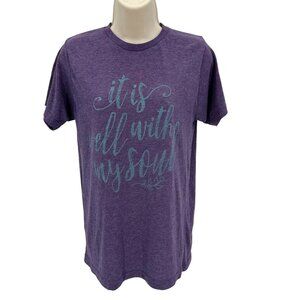 Womens Purple "It Is Well With My Soul" Short Sleeve T-Shirt S